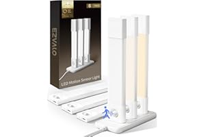 EZVALO 6 Pack Led Under Cabinet Lighting Wireless with Charging Station, 7’’Rechargeable Motion Sensor Light Indoor, 3 Color Dimmable Motion Activated Cabinet Lights for Kitchen Bookshelf, Stair