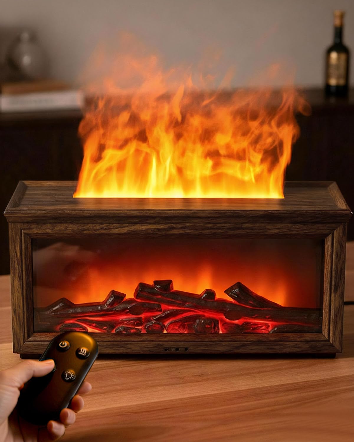 Photo 1 of Essential Oil Diffuser, 7-Color Fireplace Fire Flame Aromatherapy Humidifier, 280ml Ultrasonic Aroma Diffuser Valentine's Day Gift with Time Sets and Remote Control for Bedroom Home Yoga Office