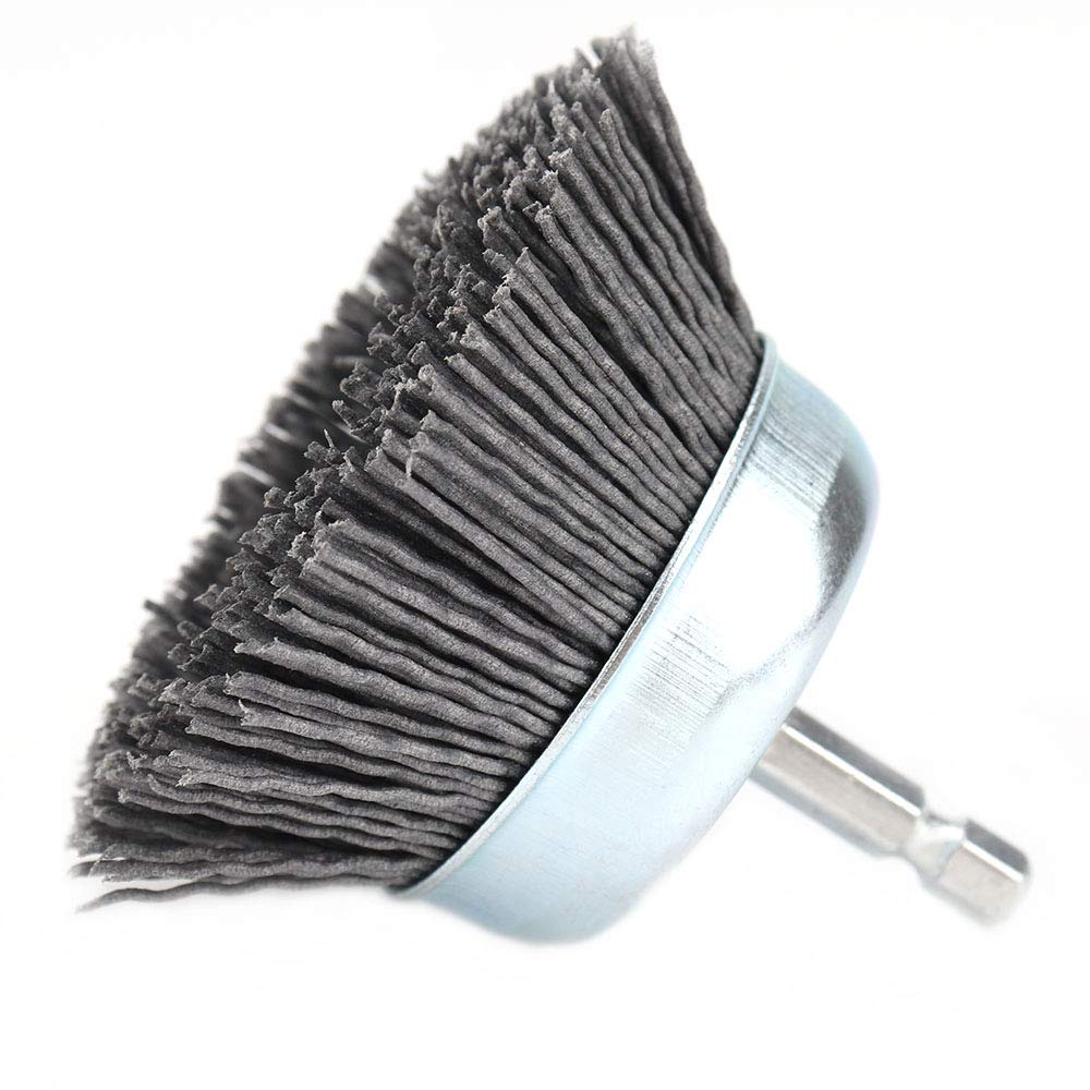 3Pcs 3-inch Abrasive Nylon Cup Brushes Set with 1/4 Inch Hex Shank Nylon Drill Brush Kit for Removal Rust Corrosion Paint, Include Grit 80 120 240 (3Pcs): Industrial & Scientific