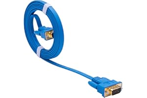 DTECH Ultra Slim Flat Computer Monitor VGA Cable 6 Feet in Blue 1.8m