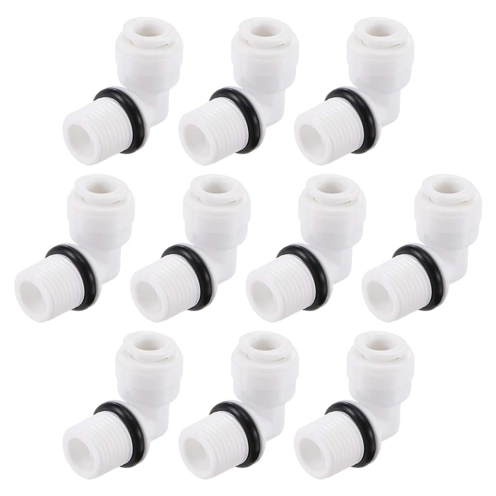 Recogwood 10Pcs Elbow Water Filter Fitting Tube Connect, G1/4 Inch Male Thread to G1/4 Inch Plastic Ball Valves Pipe Tube Quick Connector for RO Reverse Osmosis Water Filter Fittings