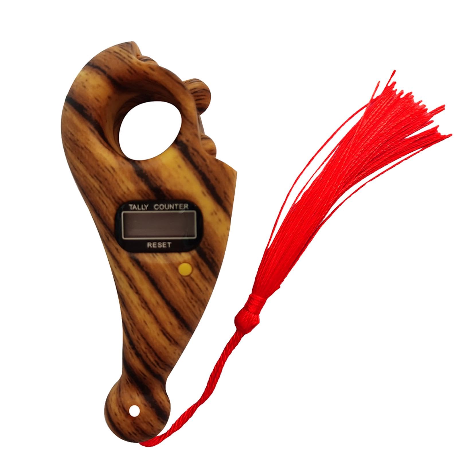 ALEOHALTER Digital Prayer Bead Counter, Portable Islamic Prayer Beads Counter, Buddha Beads Counter Hand Tally Counter Prayer Counter LCD Screen for Finger Exercises(size:Gold Wood grain)