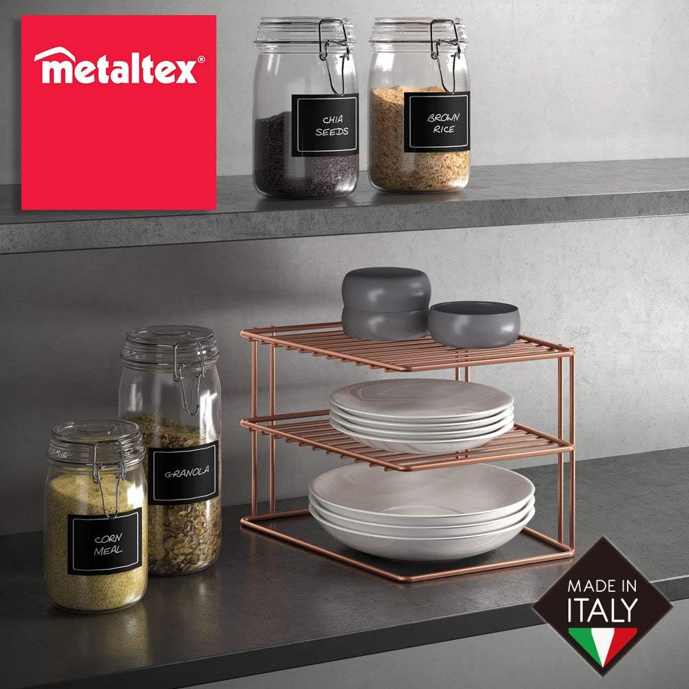Metaltex 'Palio' 2-Tier Corner Shelf, Polytherm Copper, 25 x 25 x 19 cm - Image 4