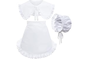 ALAMIYA Sun Hat Mob Cap Victorian Pioneer Prairie Bonnet Colonial Headwear Shawl Wrap Stole Apron Costume