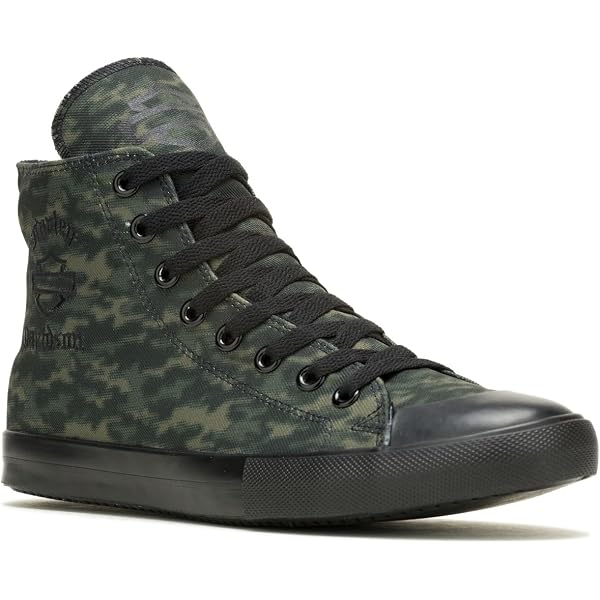 Harley-Davidson Pendell High Top Sneakers Gray Canvas Black Men’s 10.5 D93643 Ca Harley-Davidson Pendell D93643 Mens Black Canvas Lifestyle  main image 4