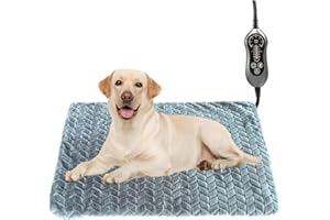 Pet Heating Pad 36X24'' for Large Dogs Temperature Adjustable Heated Dog Cat Bed Warmer with Timer Auto Off Heavy Duty Chew R