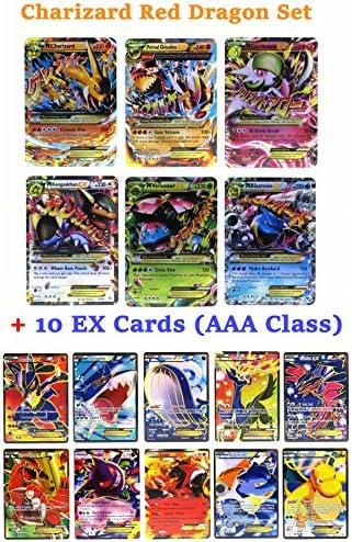 Set of 6 Mega EX Cards Charizard Y Version + 10 EX Cards (AAA Class)"NOT A CHINA CARDS" English Platinum Flash Cards