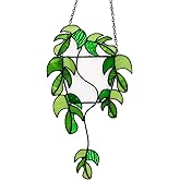Monstera Stained Glass Window Hanging,Handcrafted Real Stained Glass Plant Suncatcher for Home Indoor Window Wall Decor, Gifts for Plant Lovers,Women,Mother's Day,Christmas
