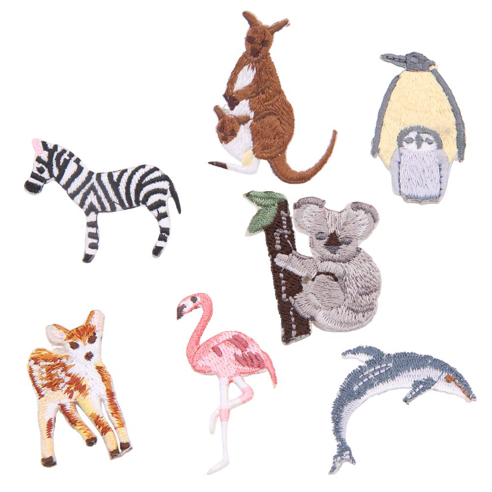 Set of 7 Embroidery Animal Lapel Brooch Pin for Kids Women Jean Bag Clothes Decoration