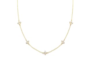 M MOOHAM Gold plated Clover Heart Pearl Butterfly Star flower Choker Necklace for Women - Dainty 14K Gold Plated Cubic Zirconia Station Necklaces Trendy Jewelry Christmas Stocking Teen Girl Gifts
