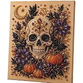 Halloween Diamond Art Kit for Adults, Spooky 5D DIY Diamond Painting, Pearl Acrylic Diamond Craft for Beginners, Seasonal Home Wall Decor, Halloween Party Gift #Skull
