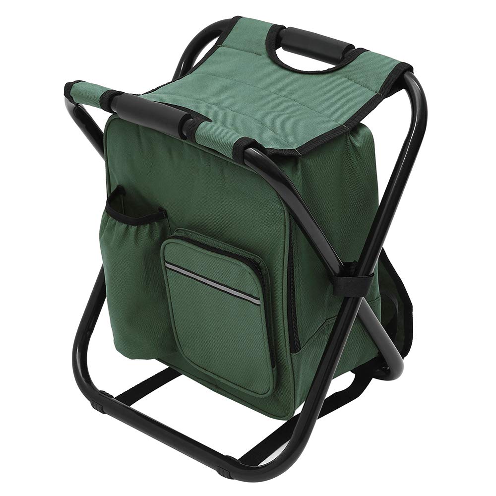 Folding Camping Chair Stool Oxford Fabric Waterproof Folding Camping Chair Fishing Tackle Seat Table Bag Compact Lightweight Bag for Outdoor Fishing Travel Hiking Beach ravelling Subway (Green)