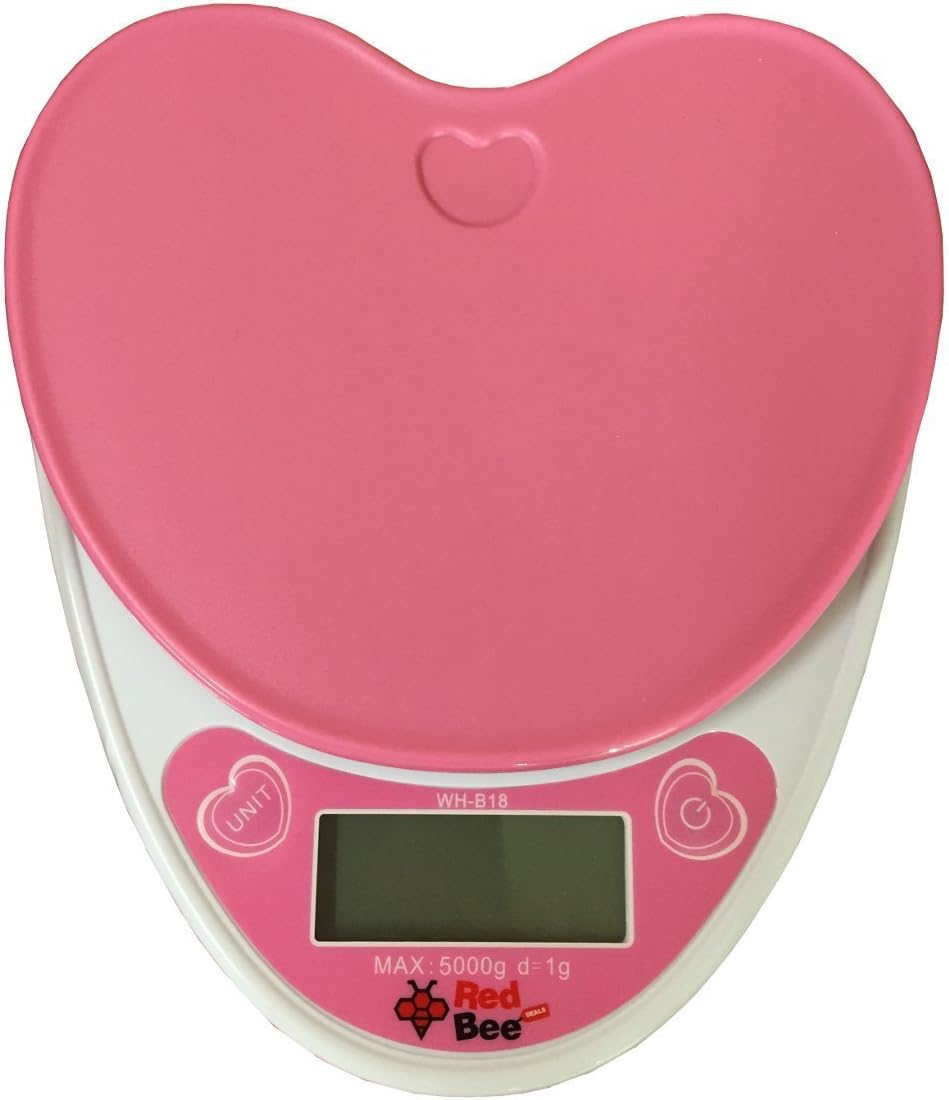 RBD Portable Small Digital Kitchen and Food Scale 5 killogram for Baking and Cooking , Gram /Ounces, Pink Heart Shape