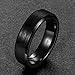 SOMEN TUNGSTEN 6mm Ceramic Black Brushed Comfort Fit Wedding Ring, 8.5