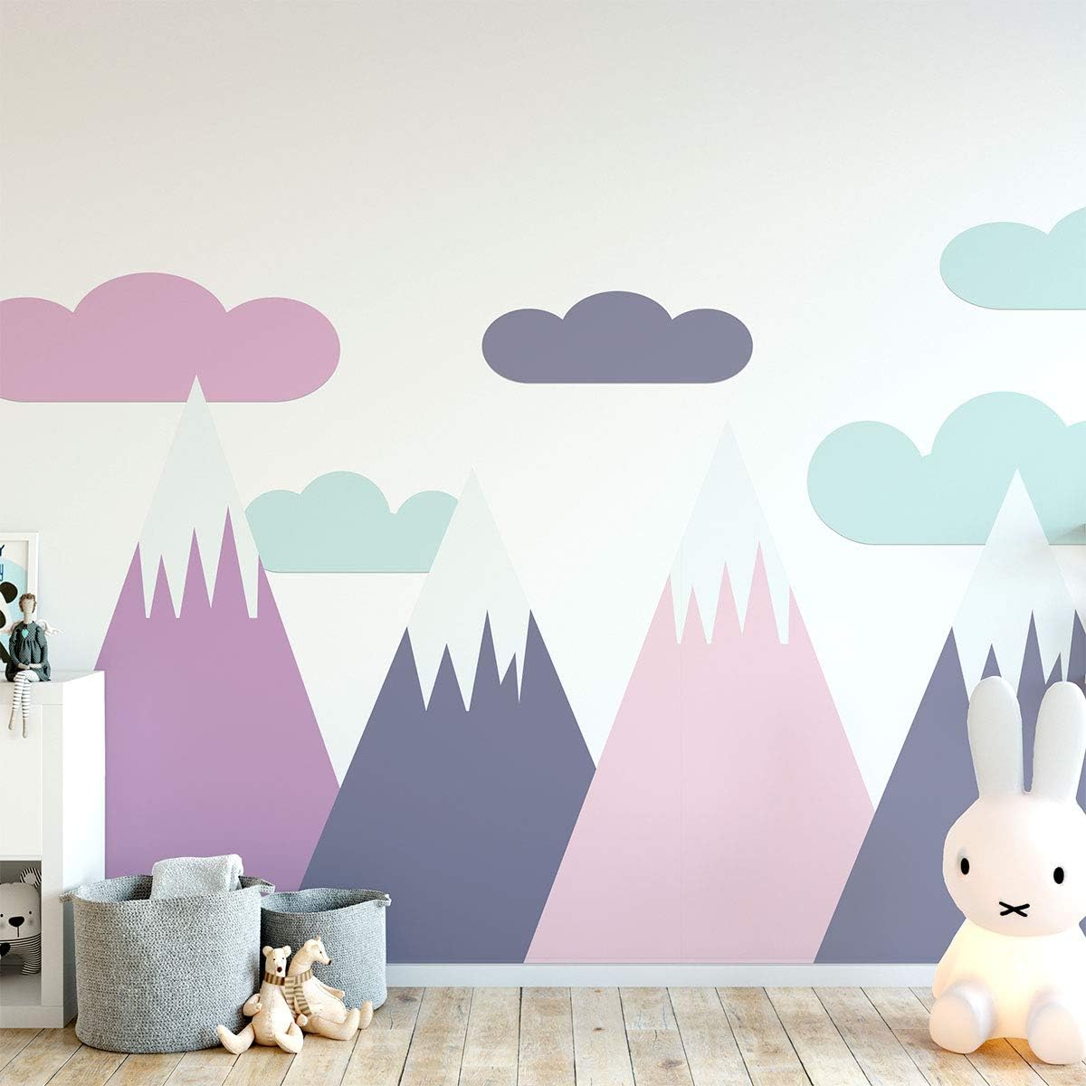 Ambiance Stickers Scandinavian Nordic Mountains Wall Decals, DIY Home Decor, Peel and Stick Removable Stickers, Waterproof and Self Adhesive Wall Art - H50 x L105 cm