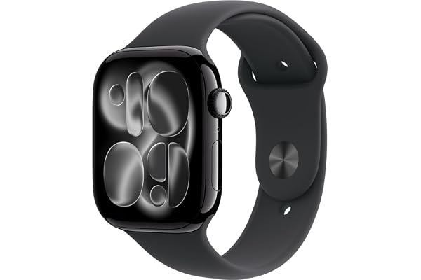 Apple Watch Series 11 [GPS 46mm] Smartwatch with Jet Black Aluminum Case with Black Sport Band - M/L. Sleep Score, Fitness Tr