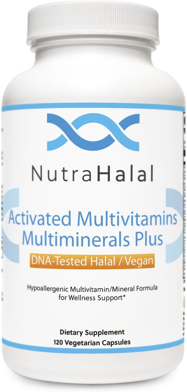 NutraHalal Advanced Formula Activated Halal MultiVitamin & MultiMineral - Halal DNA Tested Vitamin B, C, D, D3, E, B Complex – 120 Count
