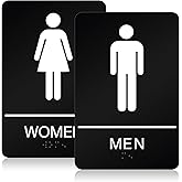 Restroom Sign - ADA Compliant Braille Bathroom Signs for Business with Double Sided 3M Strong Tape - ABS Plastic 9” x 6” for Offices and Restaurants