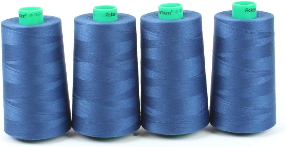Ackermann 4X 5.000m UNIVERSAL NÄHGARN, Stärke 120, Qualitätsgarn, Overlockgarn, Garn für Overlock-Nähmaschinen (0731 Dunkelblau)
