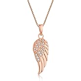 STARCHENIE 925 Sterling Silver Angel Wing Pendant Necklace for Women Cubic Zirconia 18" Chain