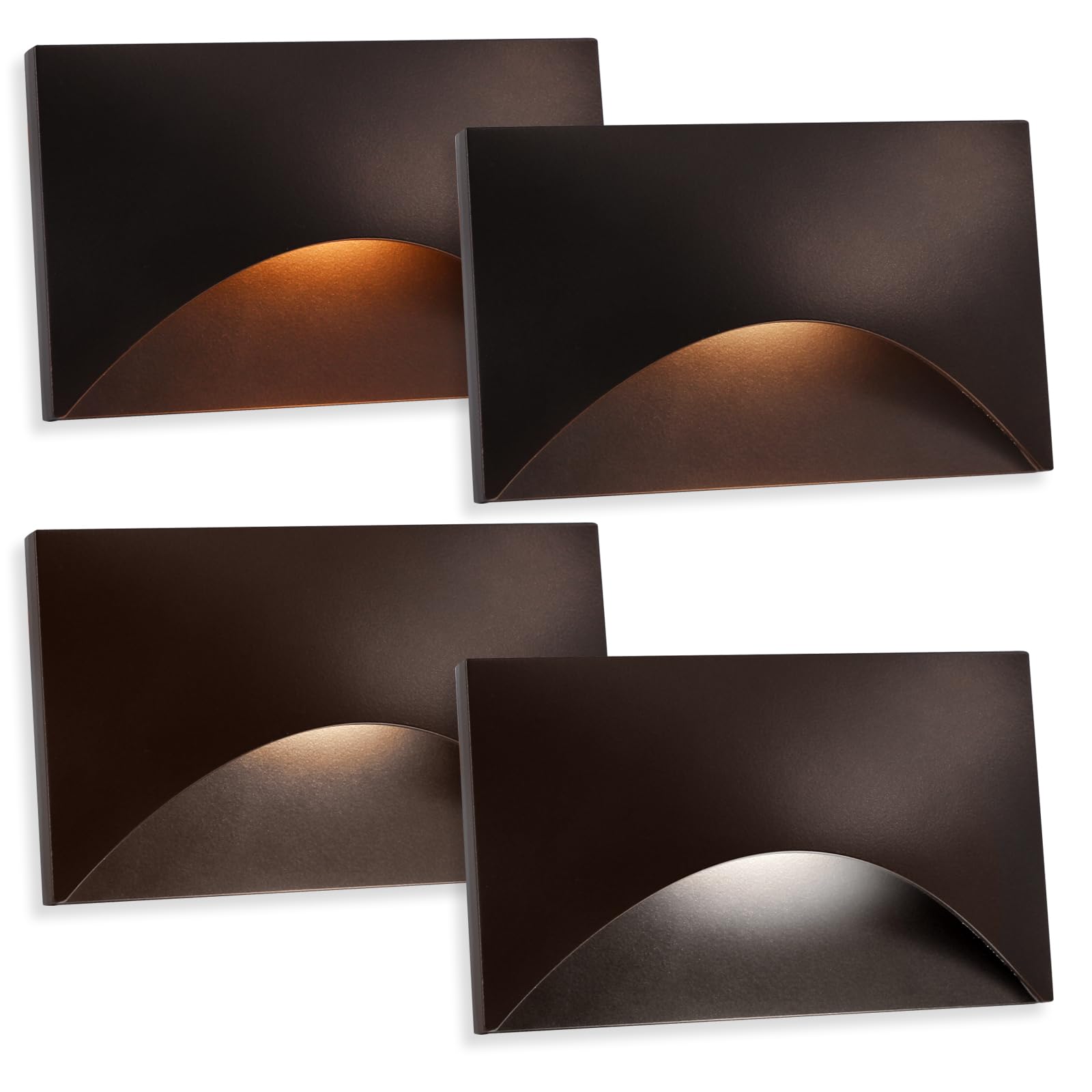 Photo 1 of Energetic 5CCT 120V LED Indoor Outdoor Step Lights, 2700K/3000K/3500K/4000K/5000K Stair Lighting, 3W Dimmable LED Lights for Step Stair, CRI90, ETL Listed, IP65 Waterproof, Aluminum, Bronze, Pack of 4
