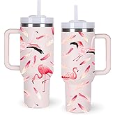 40oz Flamingo Tumbler with Handle Gifts for Women.Flamingo Lover Cups Tumbler Gifts for Women.40 oz Birthday Christmas Flamingo Cup Tumblers for flamingo lover.