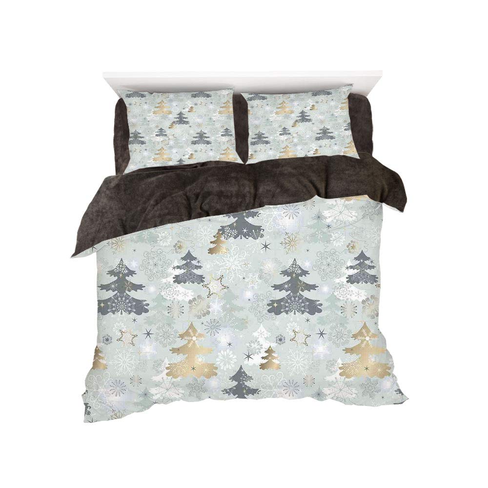 Iprint フランネル布団カバー4点セット ベッドリネン 冬休み柄 クリスマス ポップアートスタイル レトロポスター風 オールドファッション サンタ帽子と雪のイラスト レッド ブルー Bed Width 6ft 180cm Botingflr Hei King 180 カラー11 B07l1wz3t4