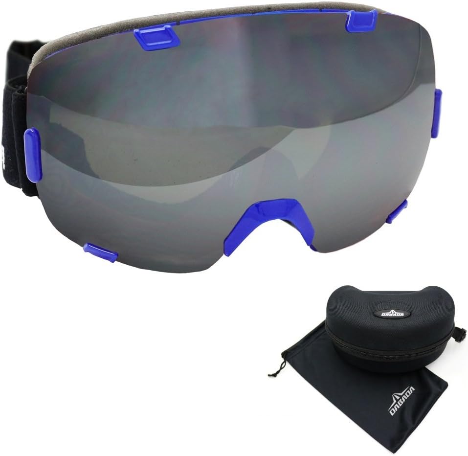 Amazon Dabada ダバダ ゴーグル スノーゴーグル フレームレス 男女兼用 ダブルレンズ メガネ使用可能 専用ハードケース付 くもり止め加工 Uvカット R Bl Si Dabada ダバダ ゴーグル