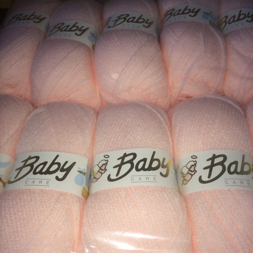 5 x 100g Woolcraft Babycare Baby Yarn, Wool, DK Double Knit (Peach 622)