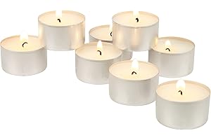 Stonebriar 100 Pack Unscented 8 Hour Extended Burn Time Tea Light Candles, White, 100 Count