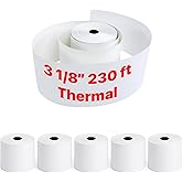 Thermal Receipt Paper Rolls [3 1/8" x 230'] x [5 Rolls] Compatible with Square POS System Clover Station C500 C501 C503 C100 P100 P500 P550 Duo Solo Printer (3.125" x 230', 5 Pack)
