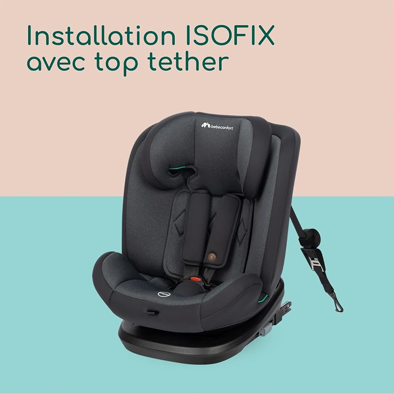 EverFix i-Size Siège auto, Siège auto face à la route, Siège auto ISOFIX, de 15 mois jusqu'à 12 ans, 9-36 kg, 76-150 cm, Tinted Black