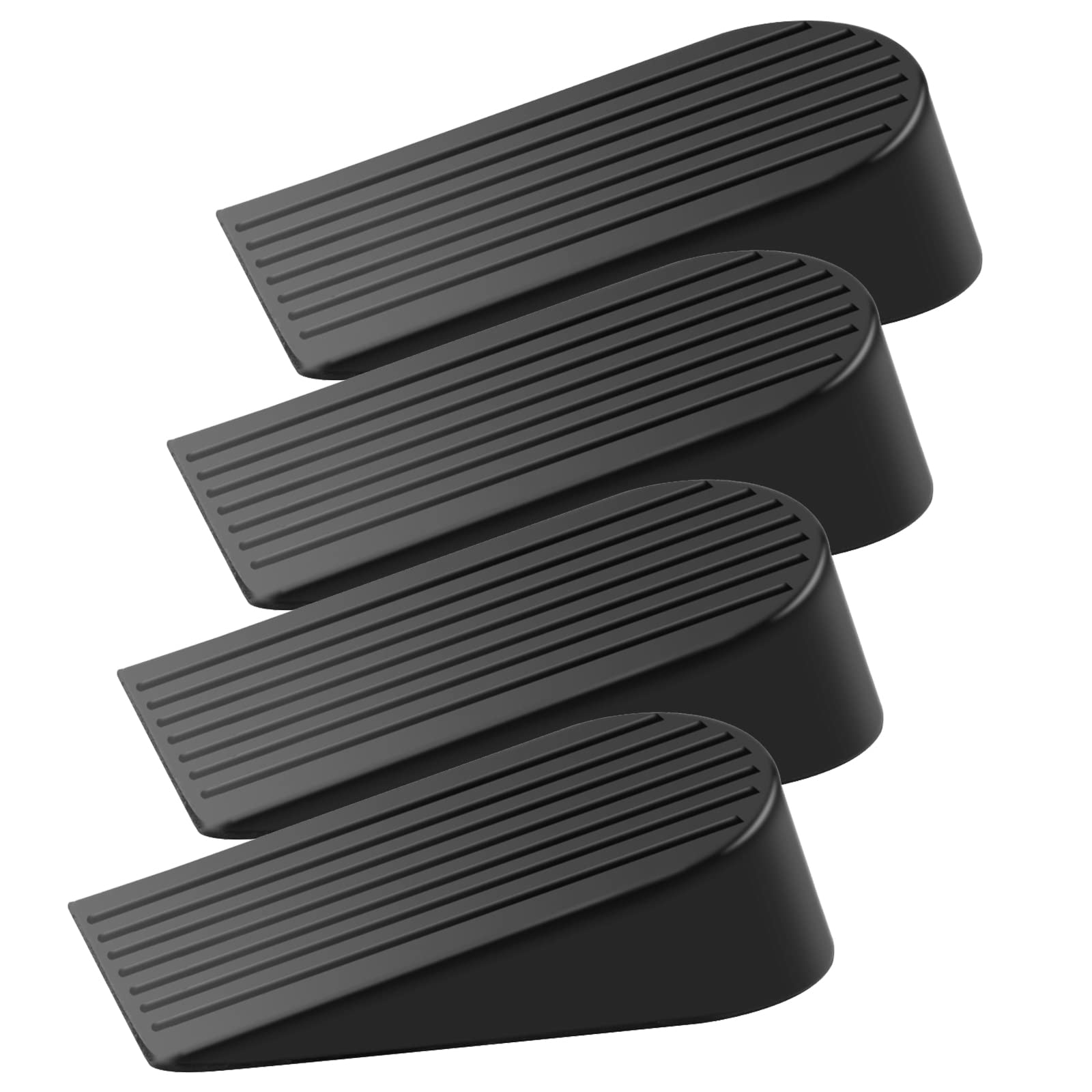 Door Stoppers 4 Pack, Extra Large Rubber Door Wedges, Heavy Duty, Black Door Wedge Stoppers for Floor, Non-Slip Big Door Stops Holder for Patio, Outdoor, Homes, Offices, Garage — image 1
