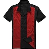 Anchor MSJMen's 50s Male Clothing Rockabilly Style Cotton Mens Shirts Short Sleeve Fifties Bowling Casual Button-Down Shirts