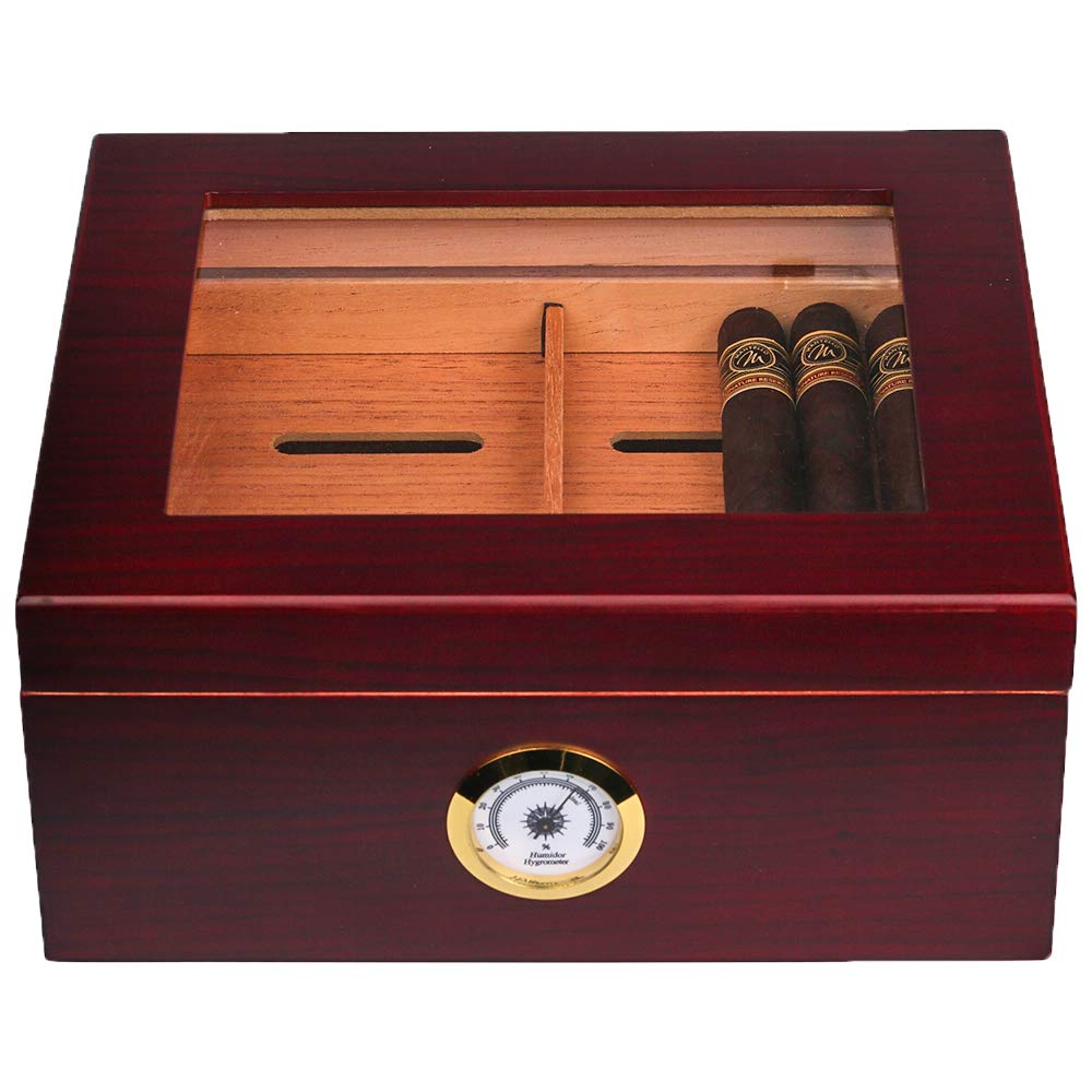 Mantello Glass Top Handcrafted Cigar Humidor Classy MediumSize