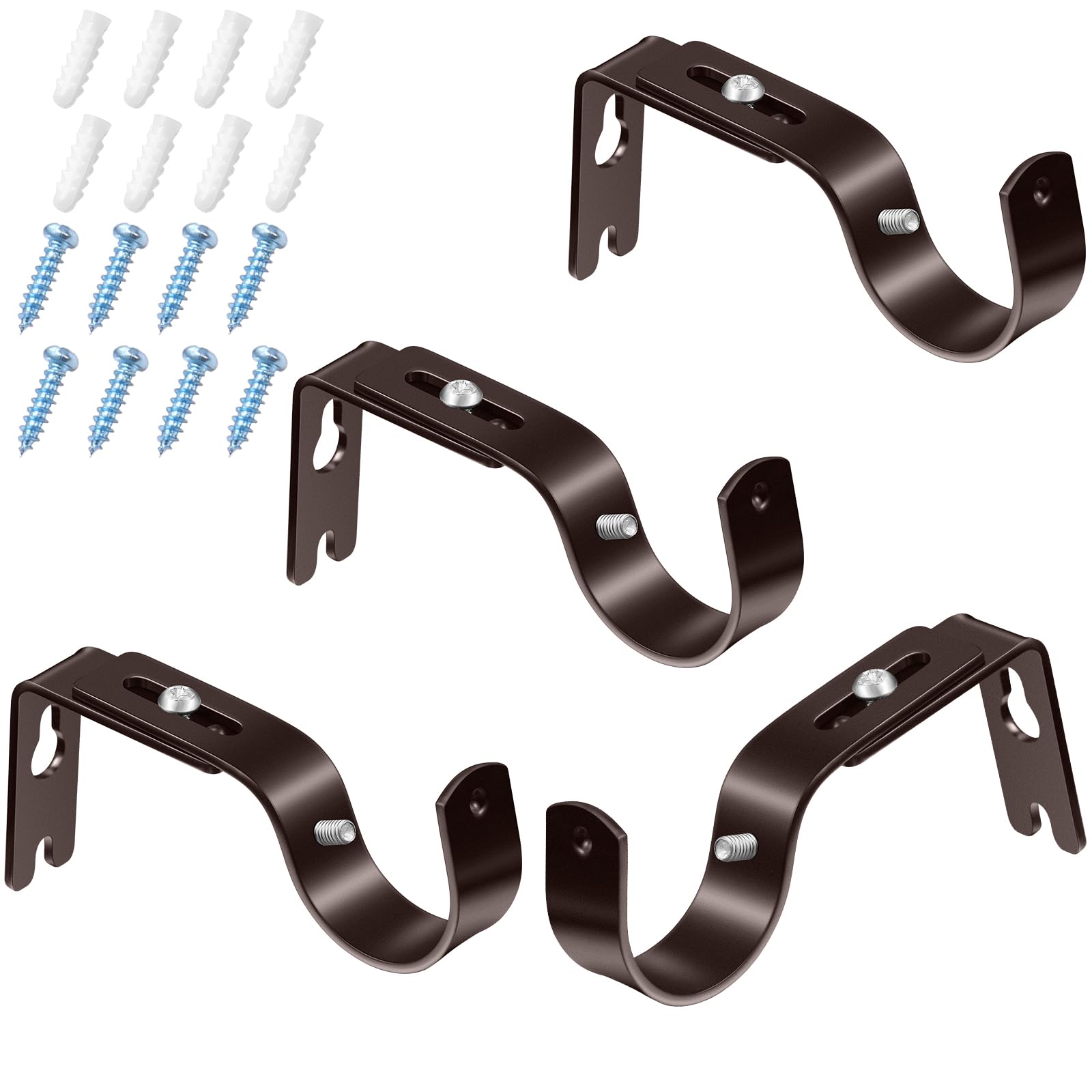 Photo 1 of Frienda 4 Pcs Curtain Rod Support Brackets Bronze Adjustable Curtain Rod Hangers for 1 Inch Diameter General Hardware Holders Wall Bracket Hanger Hooks with Screws