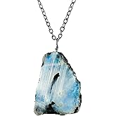 NJCRAFT Raw Gemstone Pendant Necklace for Women |Natural Healing Crystal Rough Pendant 15–25 Carat | 8–14 mm Stone |Black Plated Chain 16+2 Inch Adjustable | Gift Jewelry