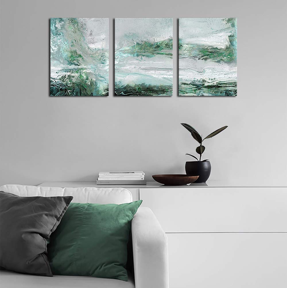 arteWOODS Abstract Canvas Wall Art Bedroom Wall Decor Contemporary Wall Art Bathroom Wall Decor Grey Blue Green Canvas Picture Modern Artwork for Home Decoration 12\