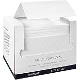 Disposable Face Towels XL Ultra Soft & Thick Clean Towelettes Biodegradable Makeup Remover Dry Wipes 50 Count Facial Tissue Wipe Wash Cloths for Sensitive Skin