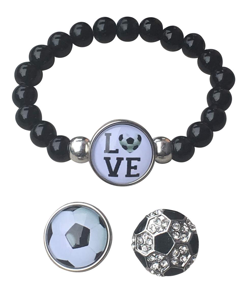 Soccer Interchangeable Snap Charm Bracelet Girls Beaded Soccer Jewelry for Soccer Players Soccer Interchangeable Snap Charm Bracelet Girls Beaded Soccer Jewelry for Soccer Players