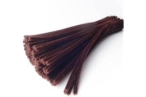 Lumintutu 100 Pieces 7mm x 12 Inch Pipe Cleaners, Thick Fuzzy Brown Chenille Stems for Craft Supplies Kids DIY Art Decorations