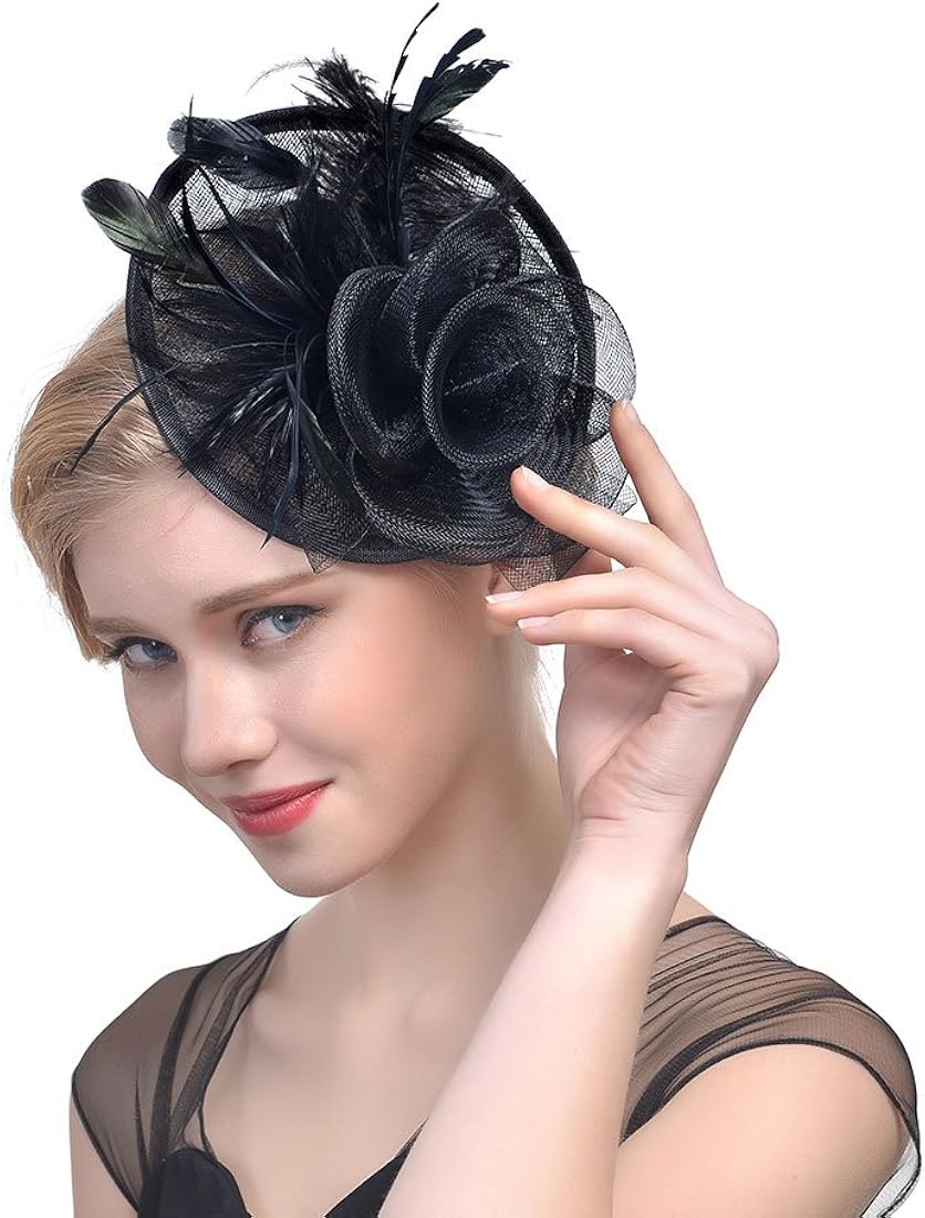 Women S Feather Mesh Net Veil Fascinator Wedding Cocktail Party