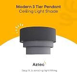 MiniSun 3 Tier Grey Fabric Ceiling Pendant Lamp view 2