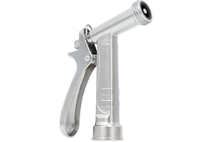 RESTMO 100% Metal Garden Hose Nozzle, 5X Lifespan Rust-Proof Chrome Plated, Heavy Duty Zinc Alloy Pistol Grip with Threaded F