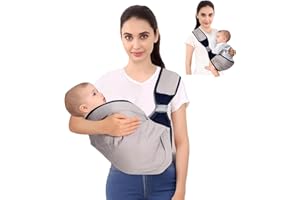 MIAO PAW Baby Sling Carrier,Baby Carrier Newborn to Toddler, Adjustable Lightweight Breathable Carrier, Infant Hip Seat Carrier for Toddler Sling, Nursing Sling Wrap Carries 7-45 Lbs, Grey