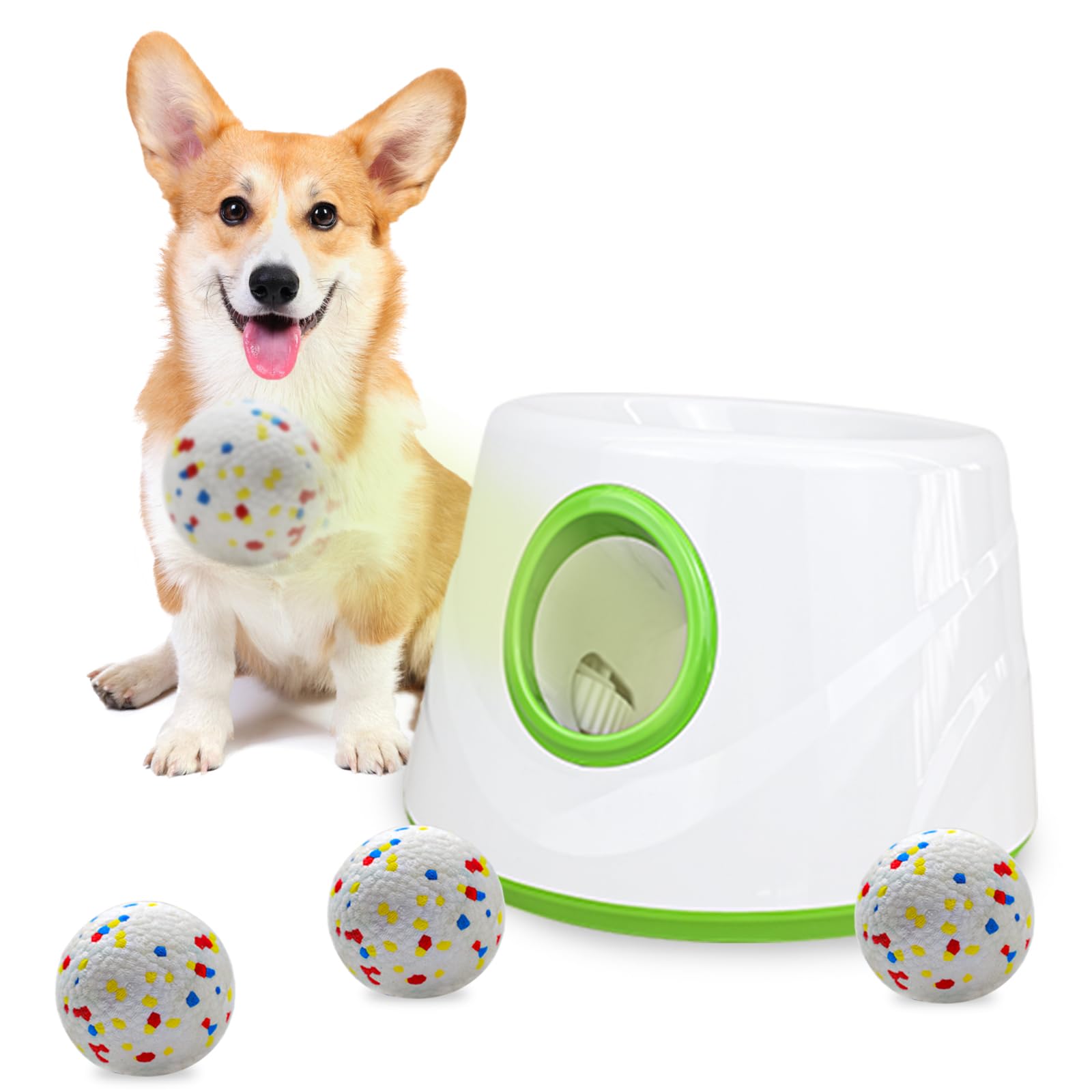Photo 1 of Compact Automatic Ball Launcher for Dogs with Random Mode, 3 Settings to 45FT, Rechargeable Small Dog Ball Thrower with 4 ETPU Tennis Balls for Small Medium Breeds