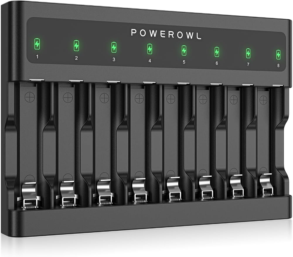 POWEROWL 8 Bay Battery Charger USB NiMH AA AAA Independent Slots