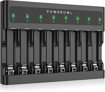 POWEROWL 8 Bay Battery Charger USB NiMH AA AAA Independent Slots