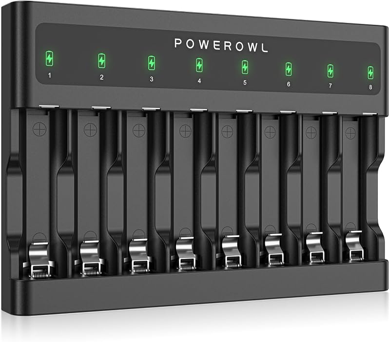 POWEROWL 8 Bay Battery Charger USB NiMH AA AAA Independent Slots