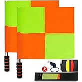 Tujinxiangsheng Soccer Referee Flags soccer referee kit, soccer referee cards,referee flags, Whistle, Flip Coin & Ref Notebook - Complete Assistant Referee Kit for Football Match (Yellow)